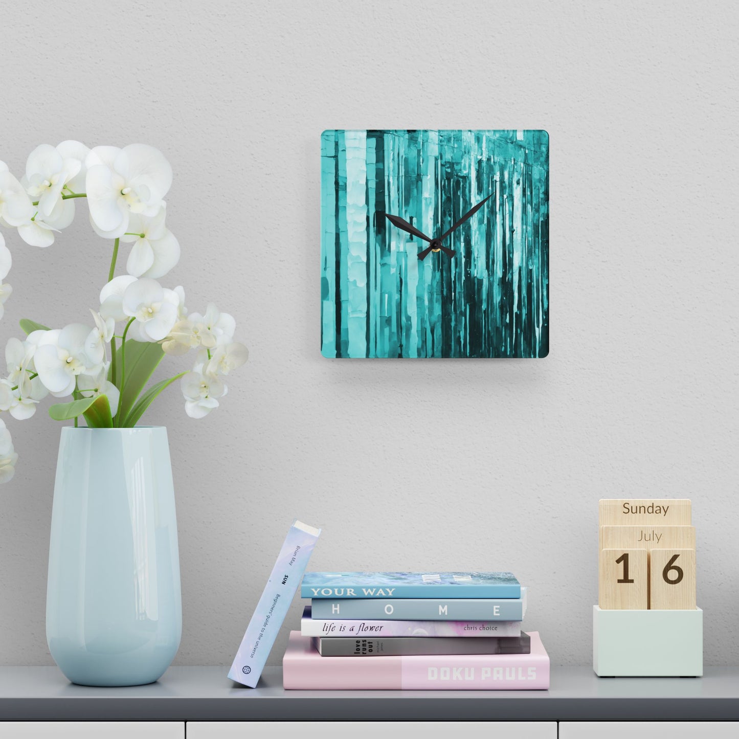 Striped Tif Acrylic Wall Clock, Round or Square, 10.75" x 10.75"