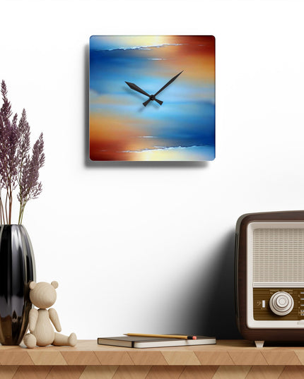 Blue Sea Red Orange Fog Acrylic Wall Clock, Round or Square, 10.75" x 10.75"