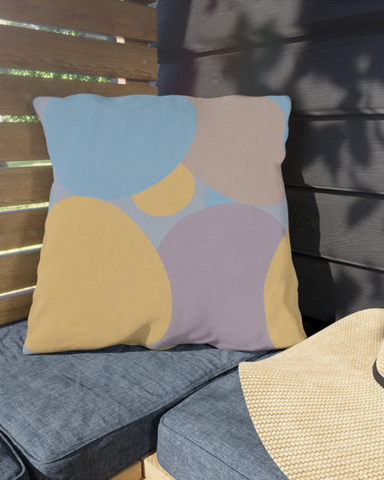 Pastel Baby Blue and Peach Patches 20" x 20" Outdoor Pillows