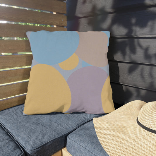 Pastel Baby Blue and Peach Patches 20" x 20" Outdoor Pillows