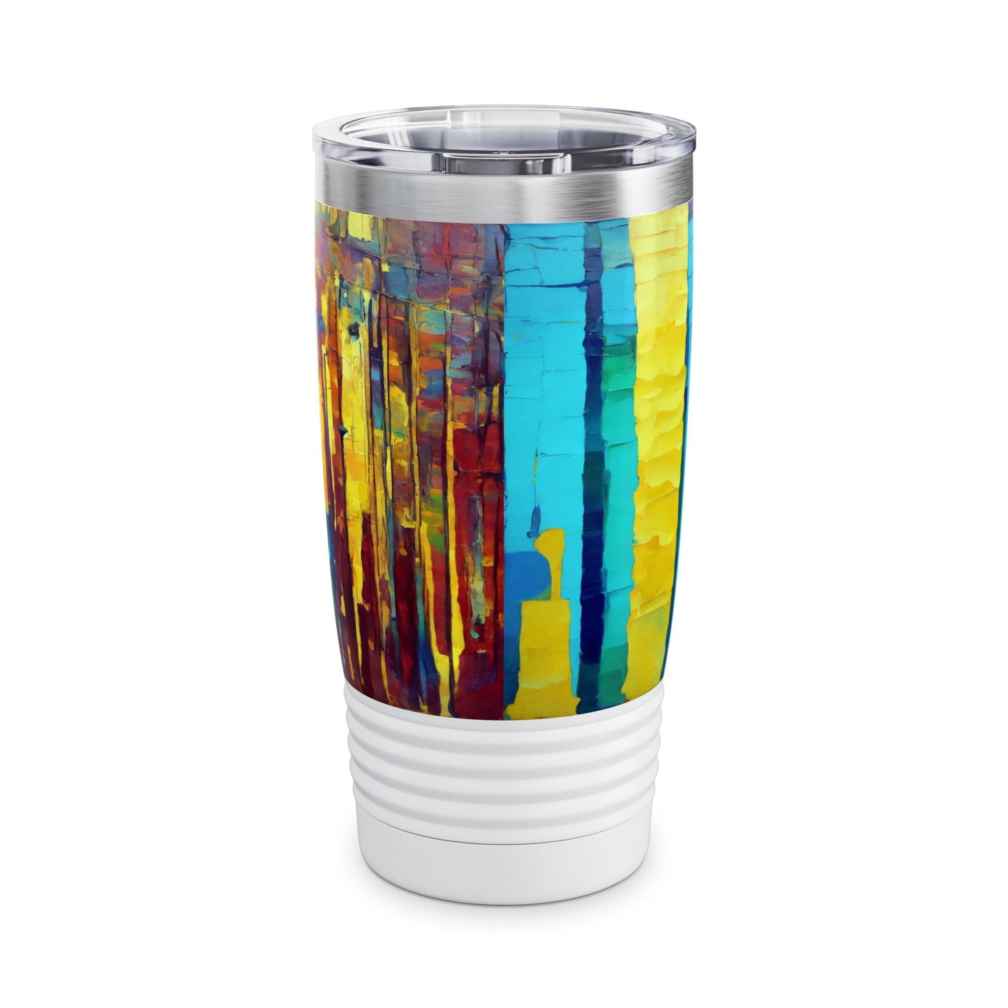 Striped Alpha Ringneck Tumbler, 20oz in white, steel and black