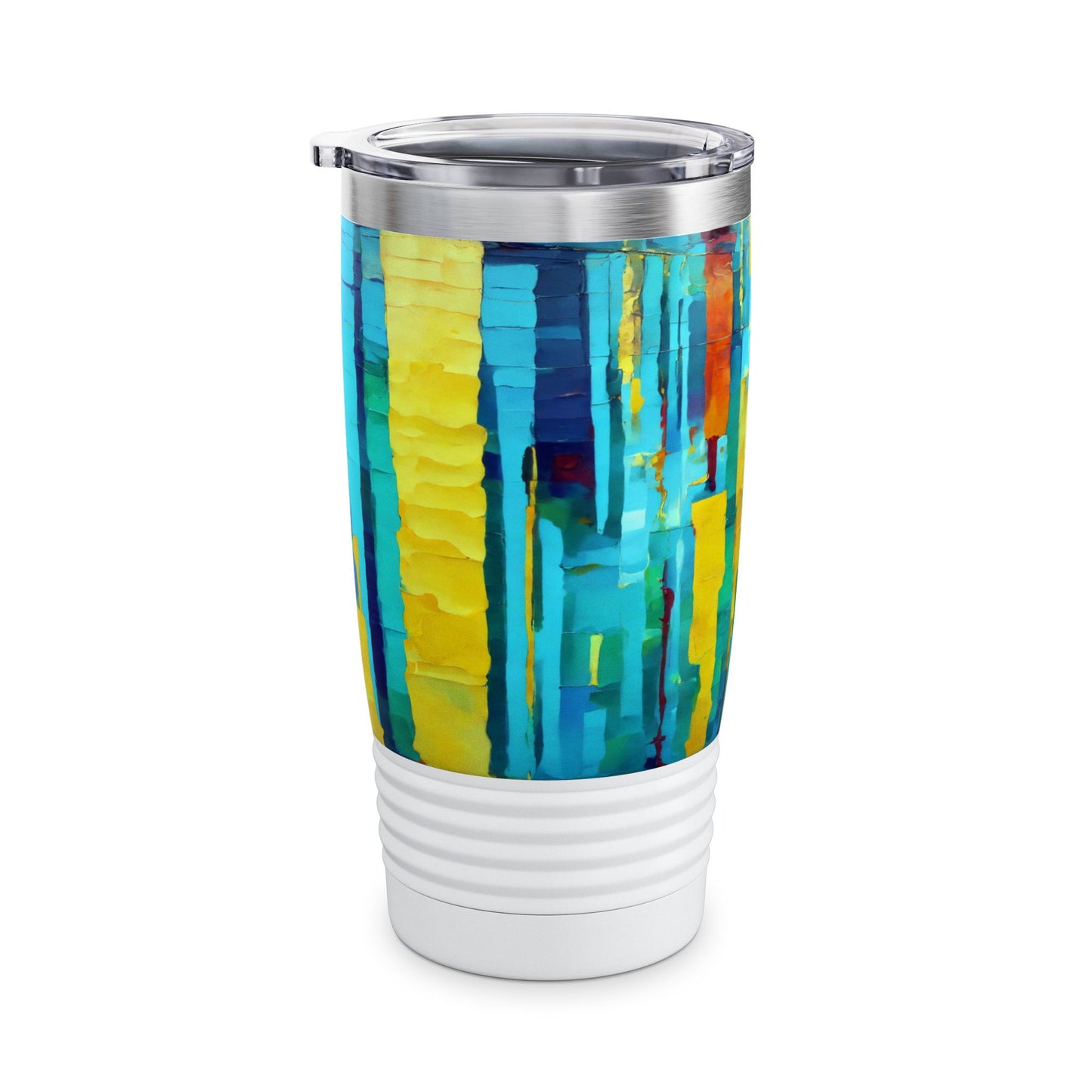 Striped Alpha Ringneck Tumbler, 20oz in white, steel and black