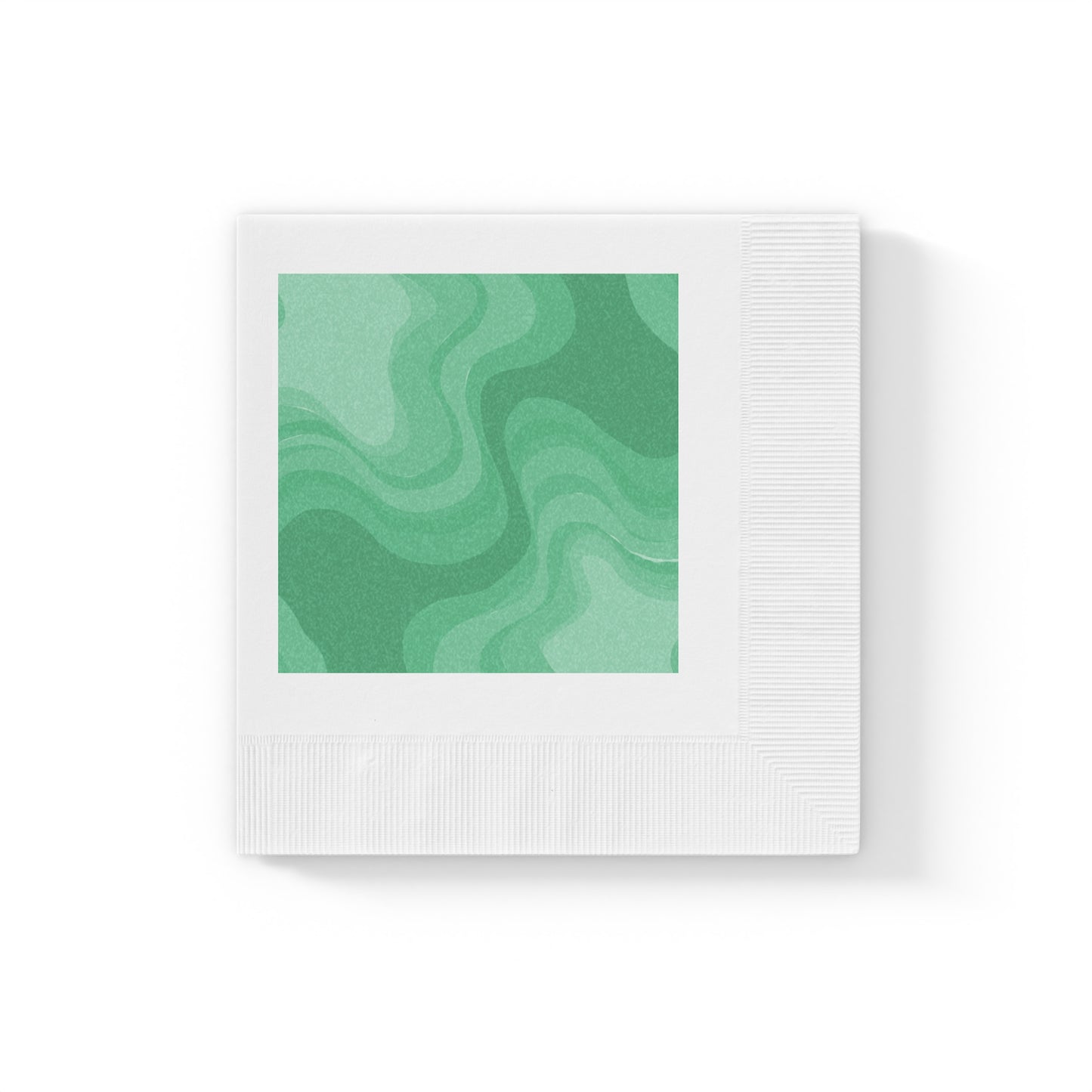 Mint Green Wavey White Coined Napkins, 4.8" x 4.8"