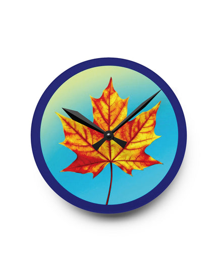 Alpha Maple Leaf Acrylic Round Wall Clock, 8" x 8"
