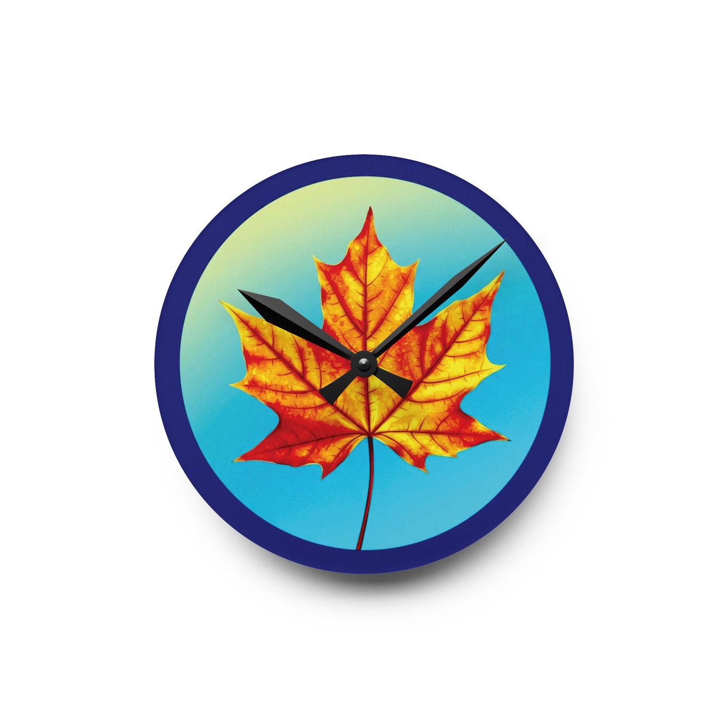 Alpha Maple Leaf Acrylic Round Wall Clock, 8" x 8"