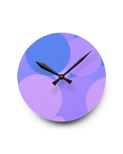 Pastel Purple Family Patches Acrylic Round Wall Clock, 8" x 8"