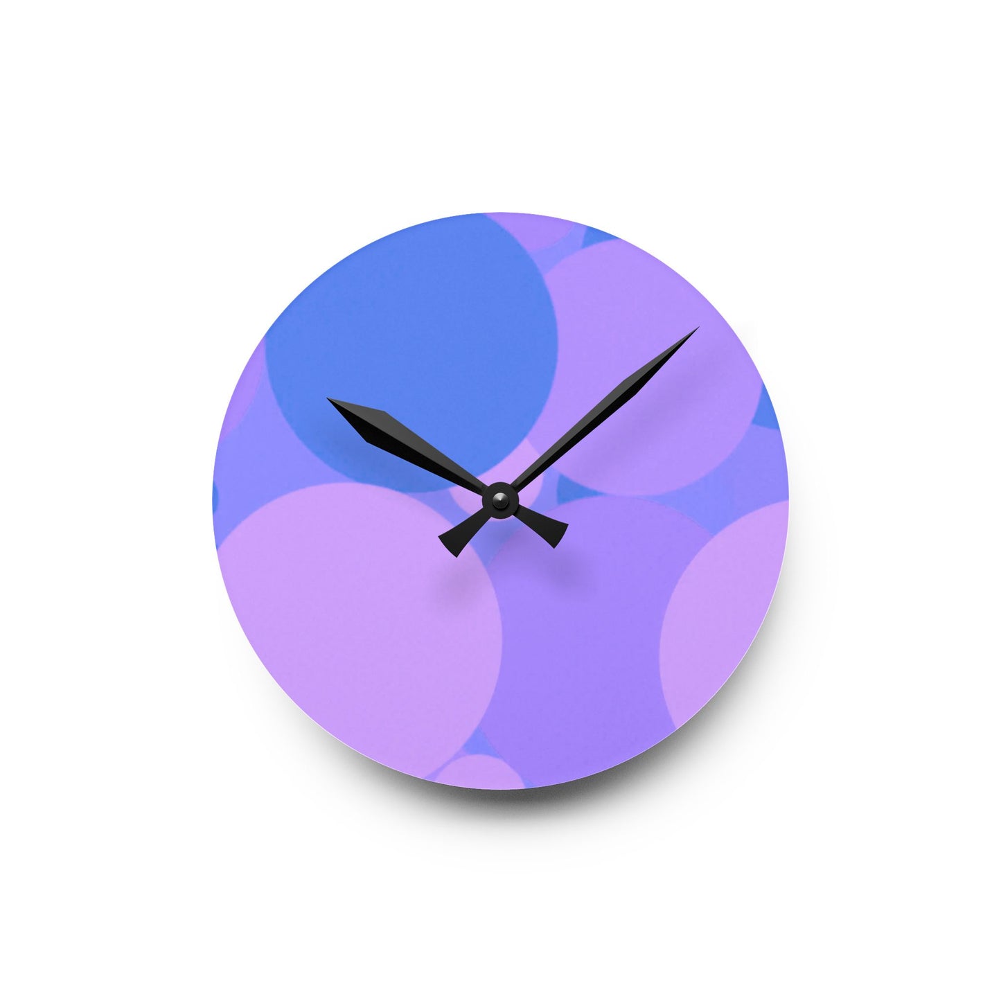 Pastel Purple Family Patches Acrylic Round Wall Clock, 8" x 8"