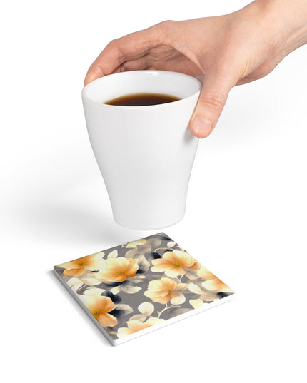 Soft Blossom Floral Bunch Square Ceramic Coaster, 4" x 4"