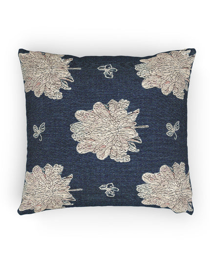 Rose White Floral Butterflies Woven Pillow, 17" x 18"