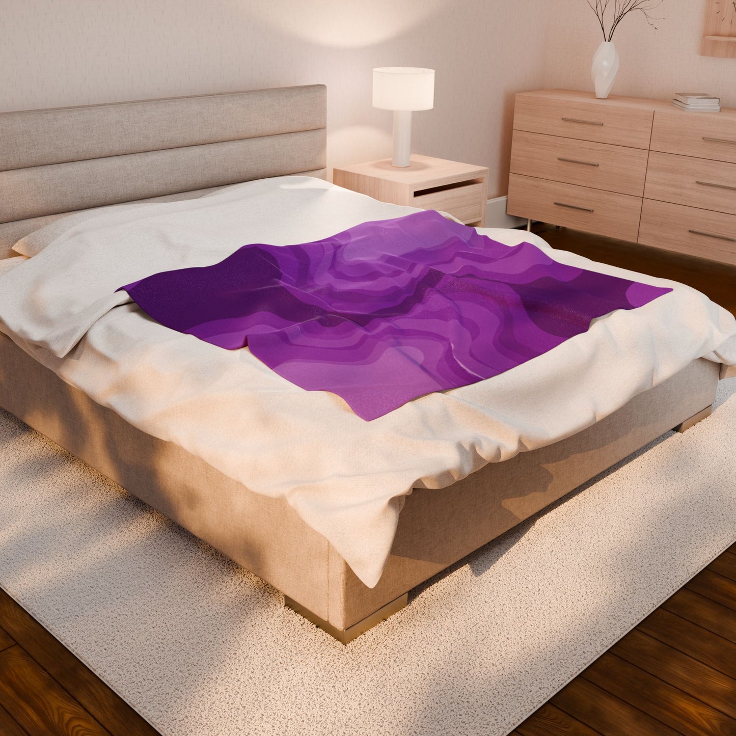 Wavey Purple Wavey Velveteen Plush Blanket, 50" x 60"