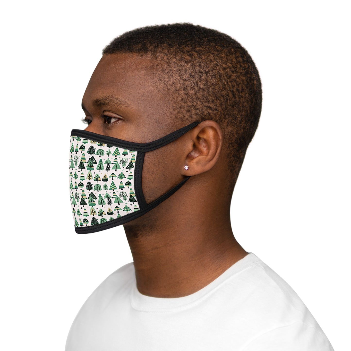 Mini Vintage Green Trees Mixed-Fabric Face Mask