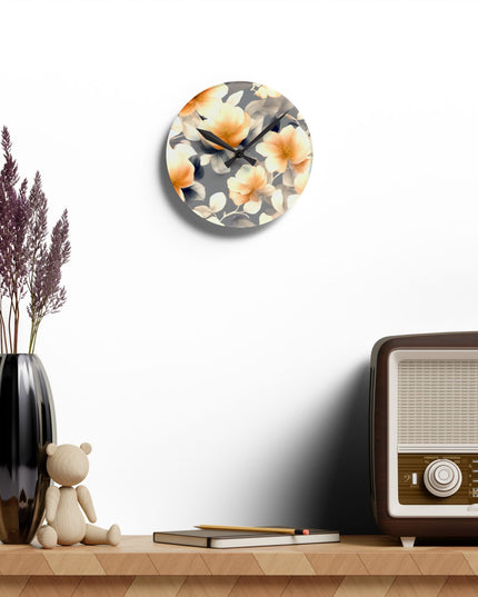 Soft Blossom Floral Bunch Acrylic Round Wall Clock, 8" x 8"
