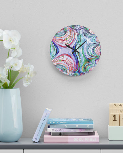 Uzi Spiral Pastels Acrylic Wall Clock, Round or Square, 10.75" x 10.75"