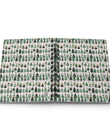 Mini Vintage Green Trees Spiral Bound Journal, 5" x 7" 150 pages