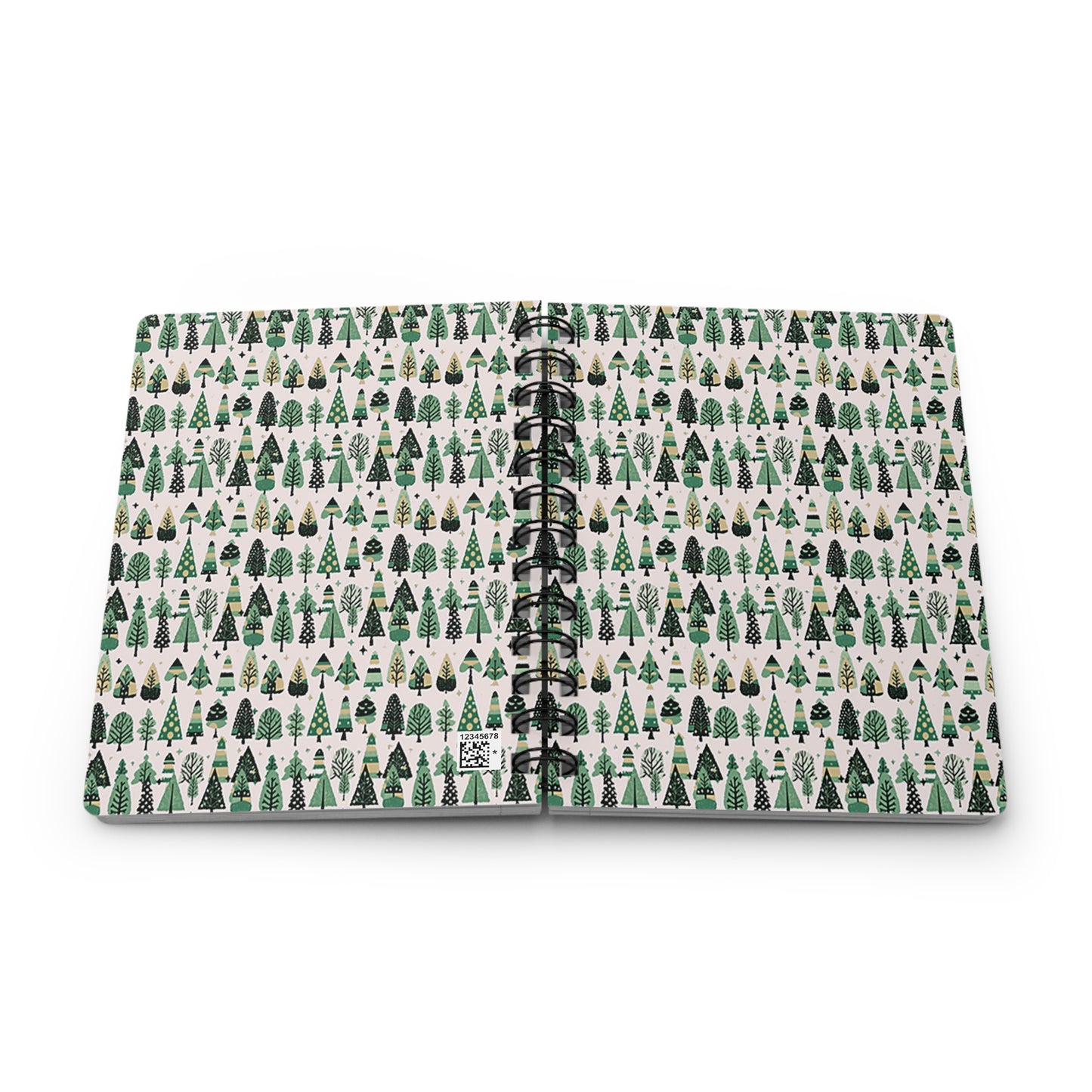 Mini Vintage Green Trees Spiral Bound Journal, 5" x 7" 150 pages