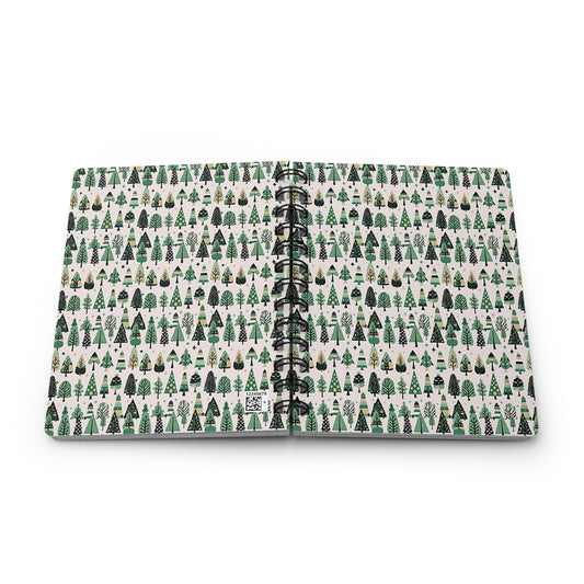 Mini Vintage Green Trees Spiral Bound Journal, 5" x 7" 150 pages
