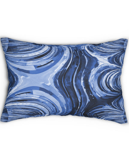 Uzi Spiral Deep Blue Spun Polyester Lumbar Pillow, 20" x 14"