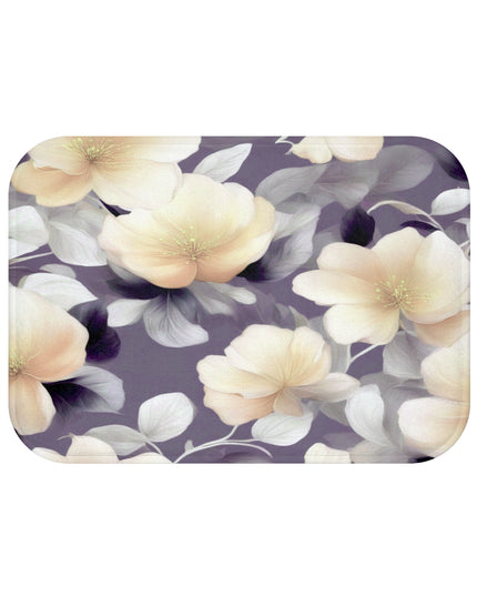 White Blush Floral Bunch 24" x 17" Bath Mat