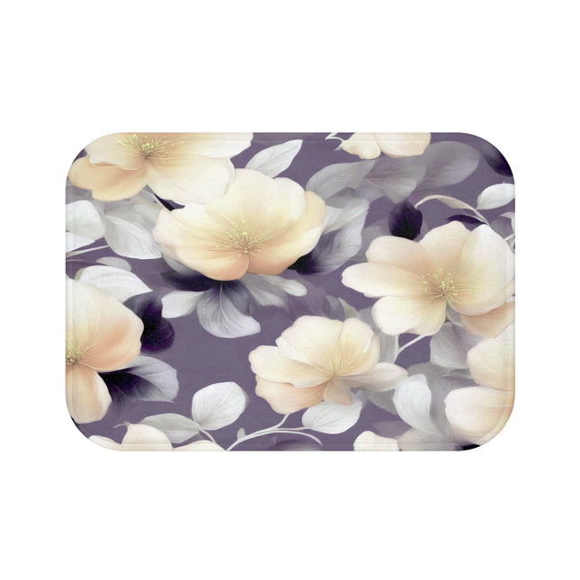 White Blush Floral Bunch 24" x 17" Bath Mat