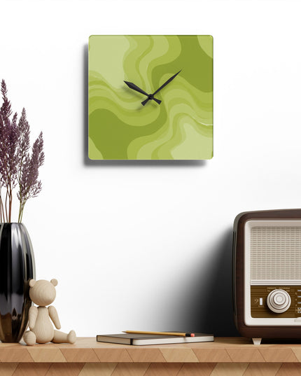 Lemon Wavey 10.75" x 10.75" Round or Square Acrylic Wall Clock