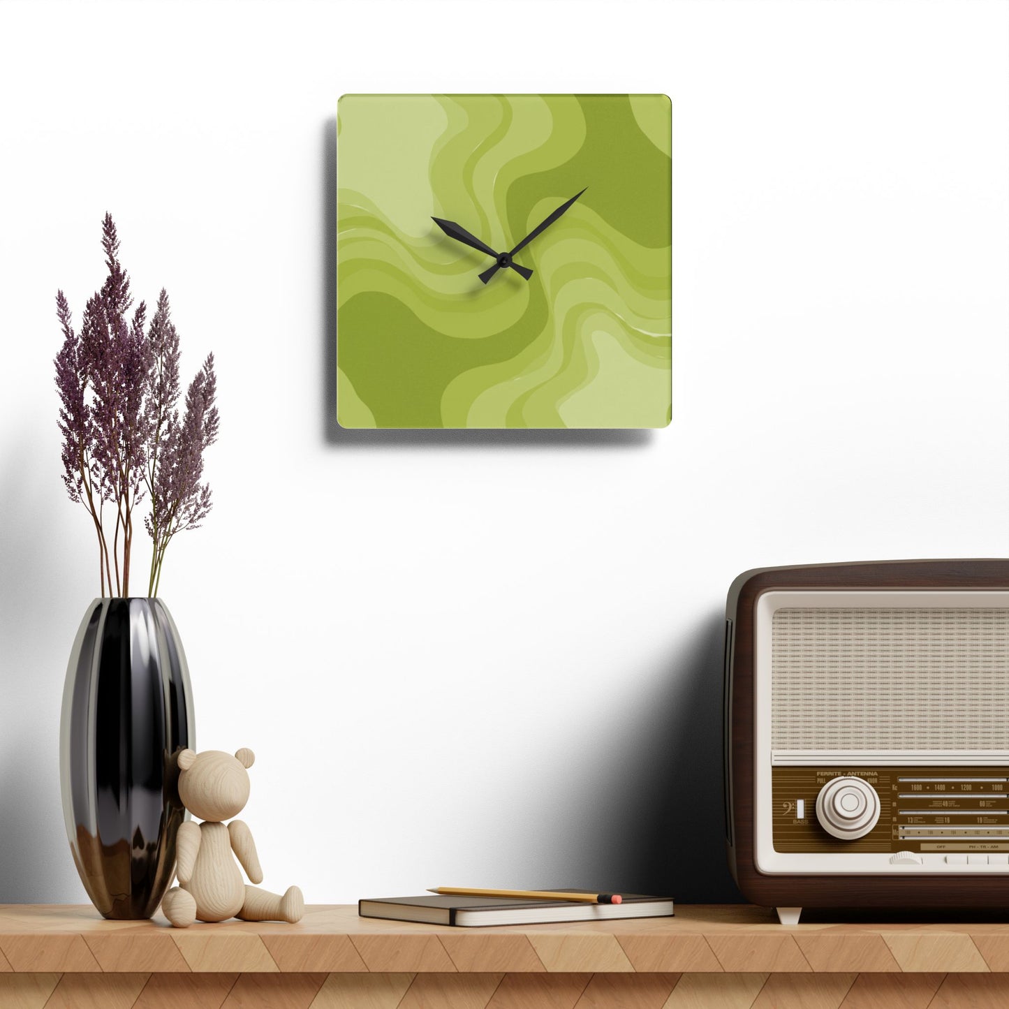 Lemon Wavey 10.75" x 10.75" Round or Square Acrylic Wall Clock