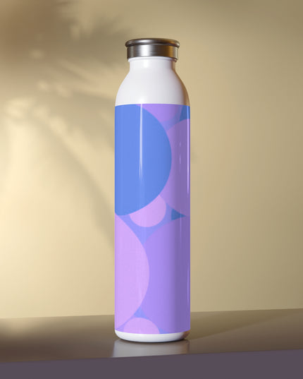 Pastel Purple Family Patches Slim Water Bottle, 20 oz White