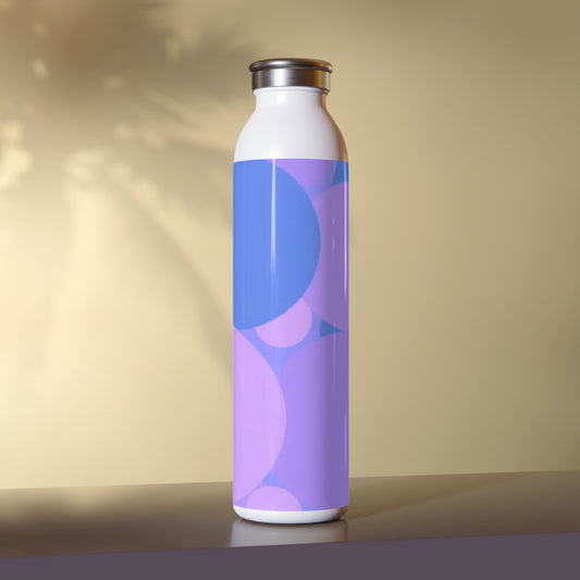 Pastel Purple Family Patches Slim Water Bottle, 20 oz White