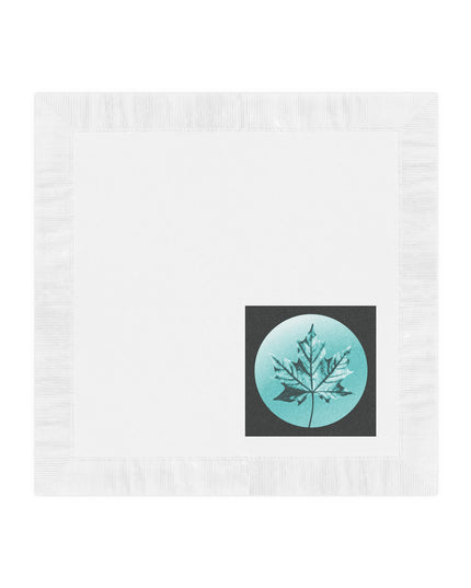 Tif Green Maple Leaf White Coined Napkins, 4.8" x 4.8"