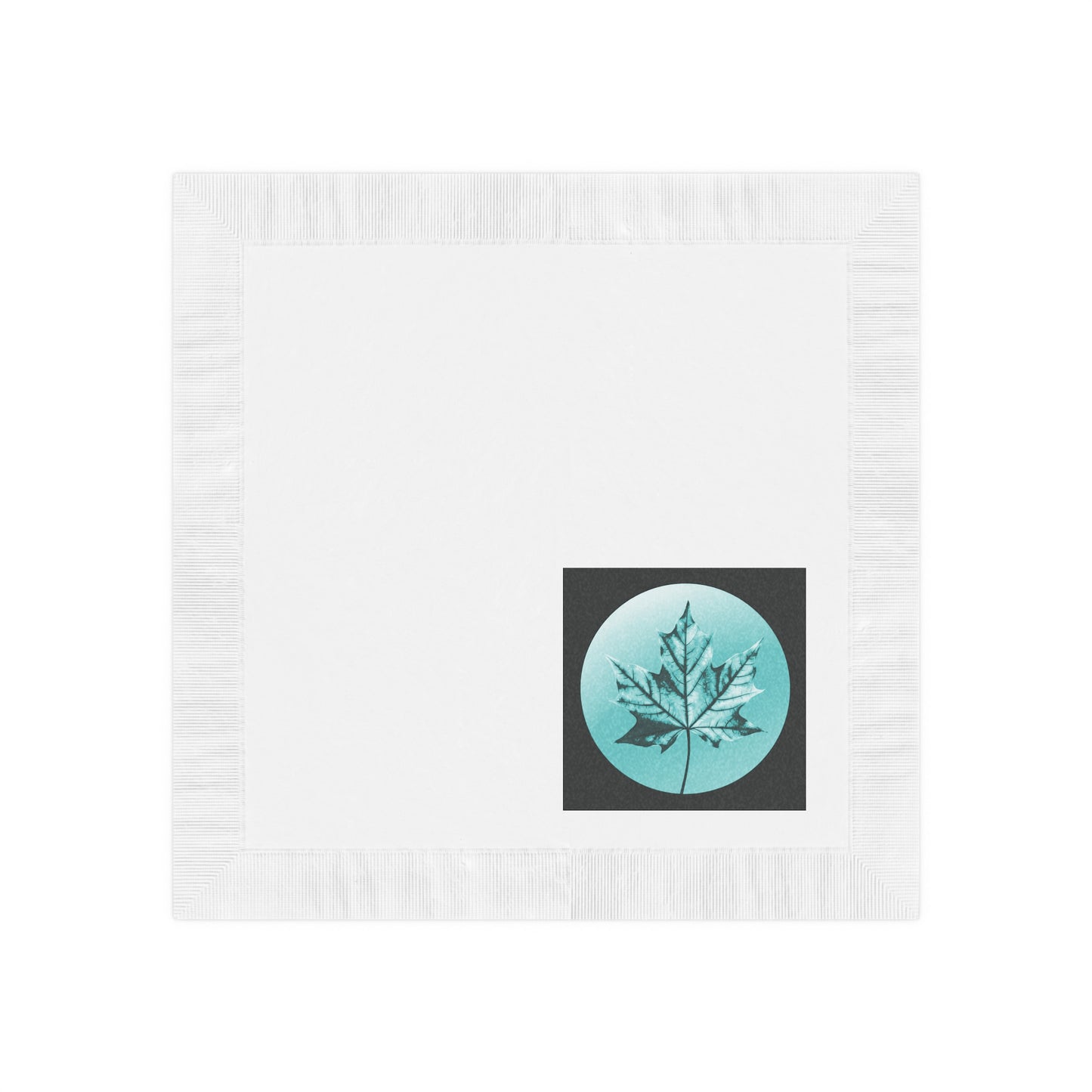 Tif Green Maple Leaf White Coined Napkins, 4.8" x 4.8"