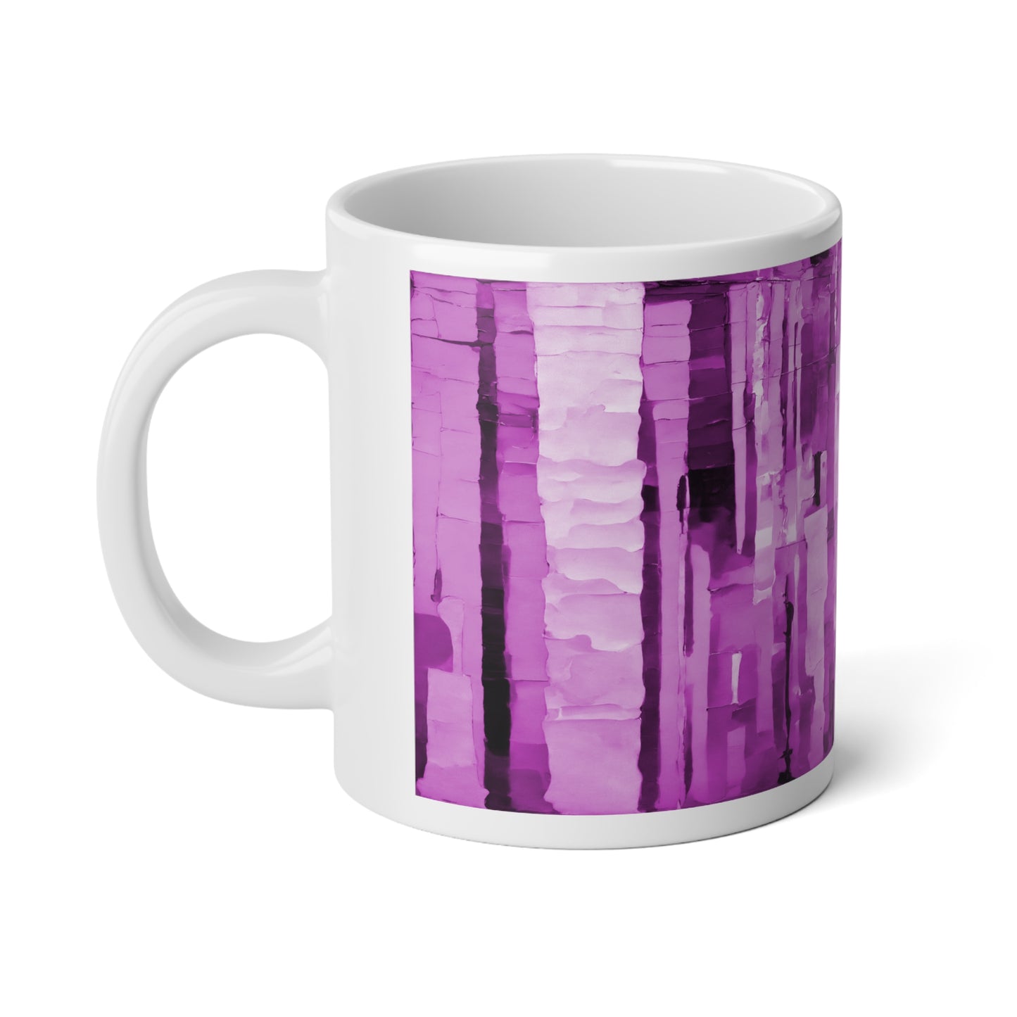 Striped Powder Lavender 20 oz White Glossy Jumbo Mug
