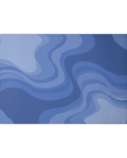 Deep Blue Wavey 8" x 11" Glass Cutting Board
