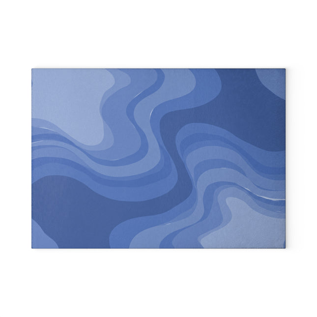 Deep Blue Wavey 8" x 11" Glass Cutting Board