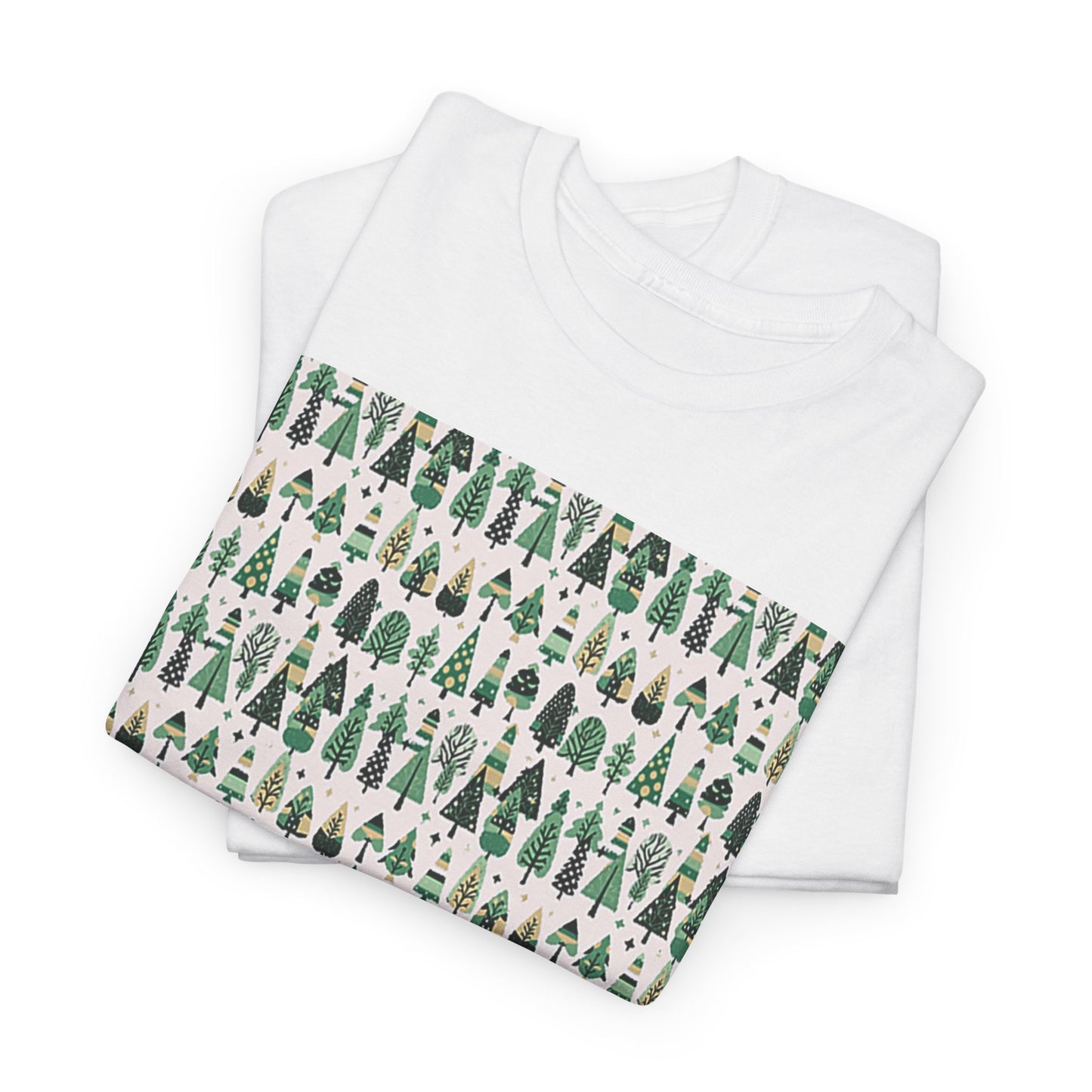 Mini Vintage Green Trees Unisex Heavy Cotton Tee, Small