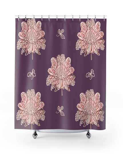 Pink Floral Butterflies Shower Curtain, 71" x 74"
