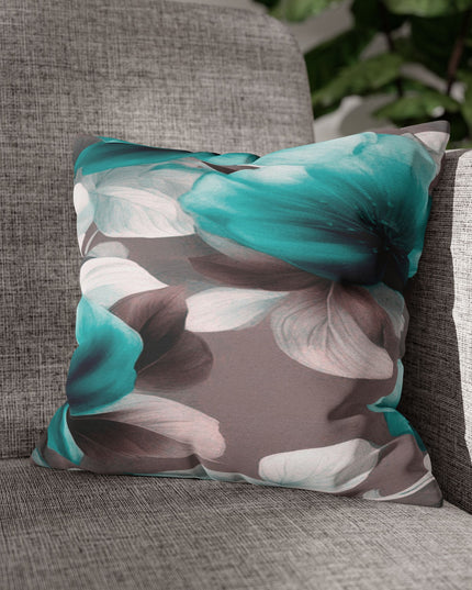 Tif Green Gray Floral Bunch Spun Polyester Square Pillowcase, 14" x 14"