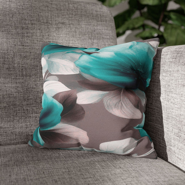 Tif Green Gray Floral Bunch Spun Polyester Square Pillowcase, 14" x 14"