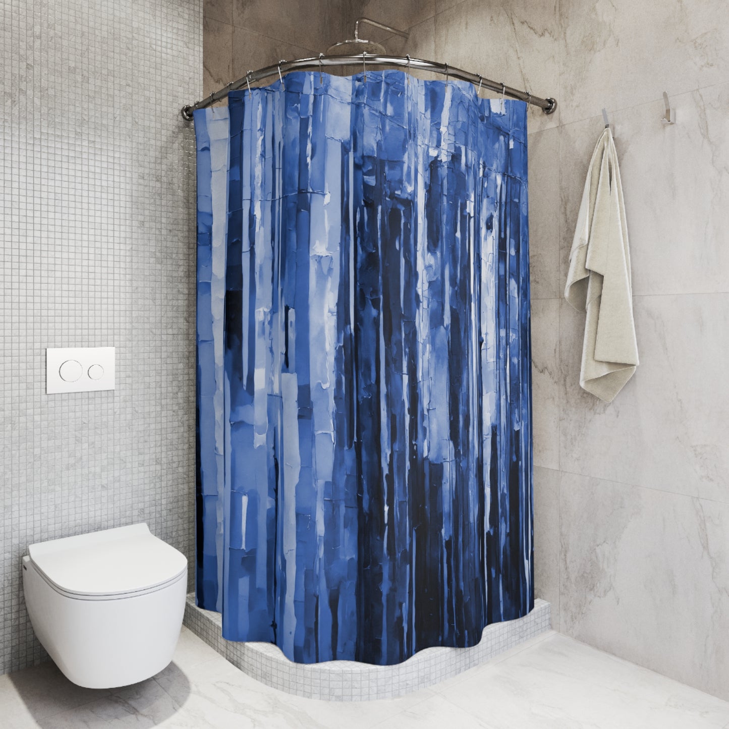 Striped Deep Blue Shower Curtains, 71" x 74"