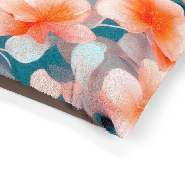Orange Blossom Floral Bunch Pet Bed, 40" × 30"