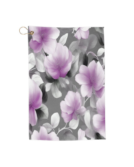 Purple Blossom Floral Bunch Golf Towel, 16" x 24"