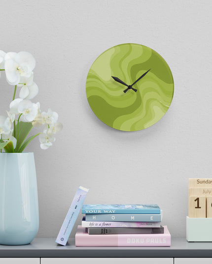 Lemon Wavey 10.75" x 10.75" Round or Square Acrylic Wall Clock