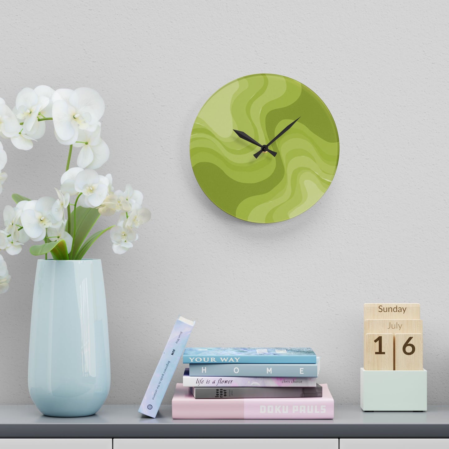 Lemon Wavey 10.75" x 10.75" Round or Square Acrylic Wall Clock
