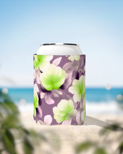 Lime Lavender Floral Bunch 12 oz Can Cooler Sleeve
