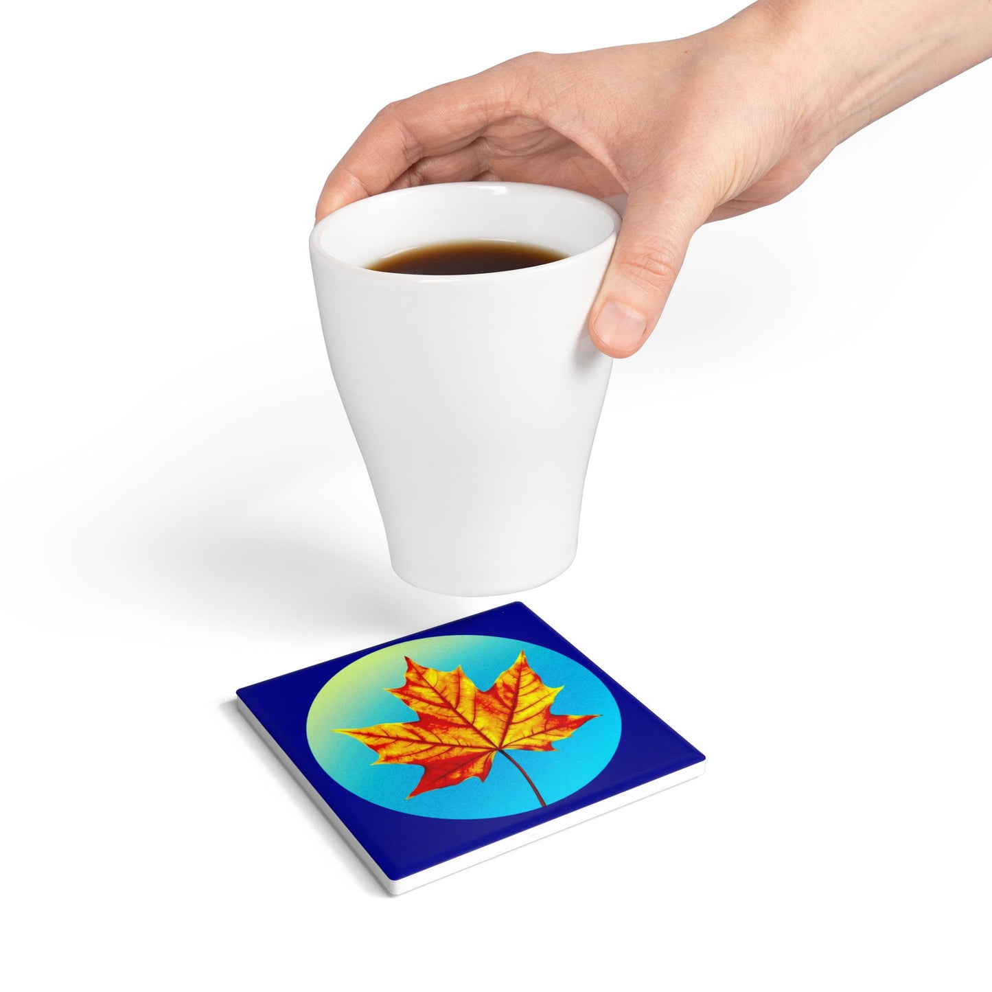 Alpha Maple Leaf 4" x 4" Square Ceramic Coaster