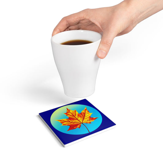 Alpha Maple Leaf 4" x 4" Square Ceramic Coaster