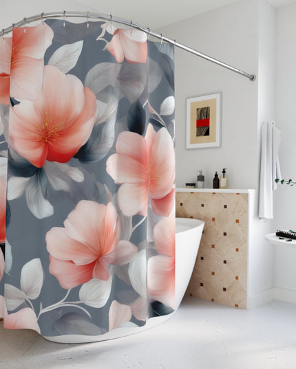 Red Blossom Floral Bunch Shower Curtains, 71" x 74"