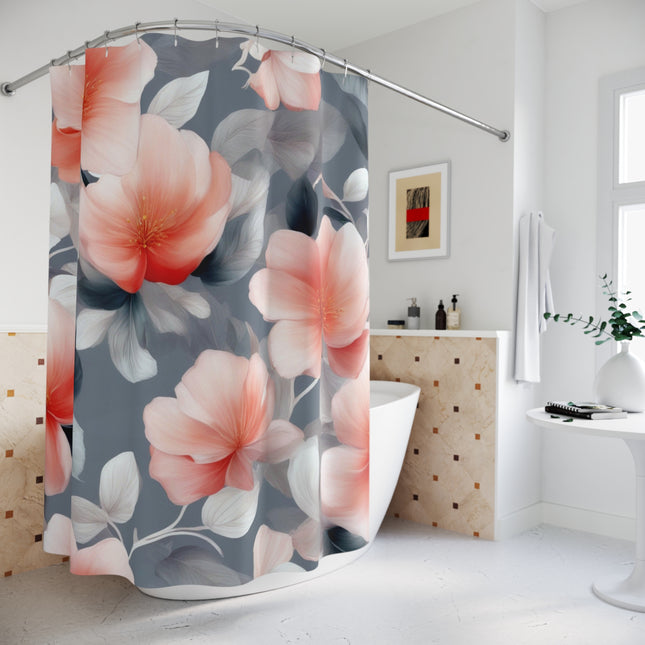 Red Blossom Floral Bunch Shower Curtains, 71" x 74"
