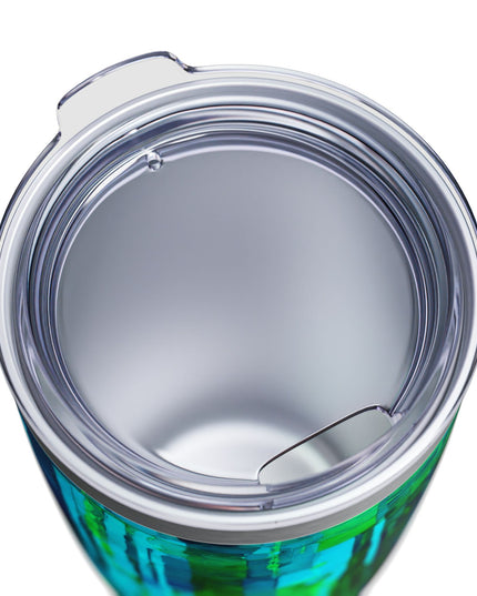 Striped Blue Green Ringneck Tumbler, 20oz in white