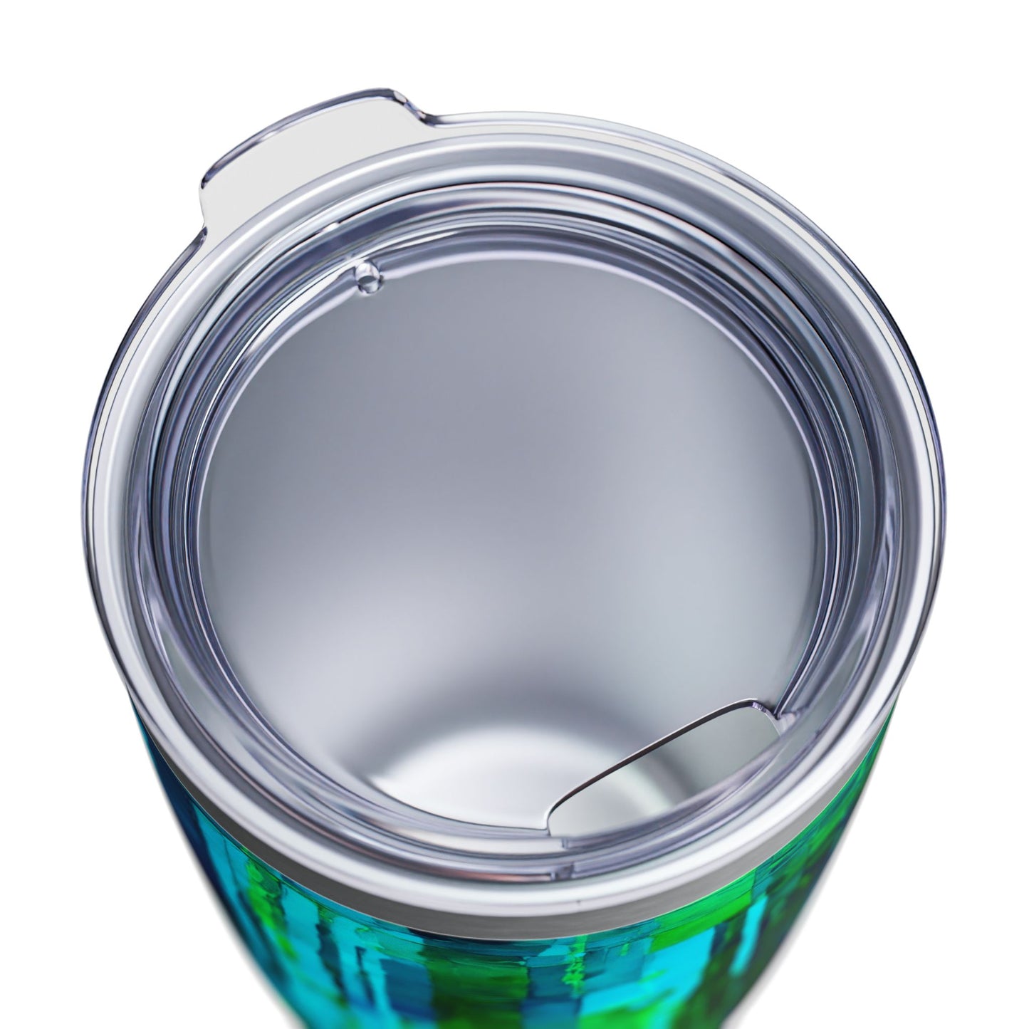 Striped Blue Green Ringneck Tumbler, 20oz in white, steel and black