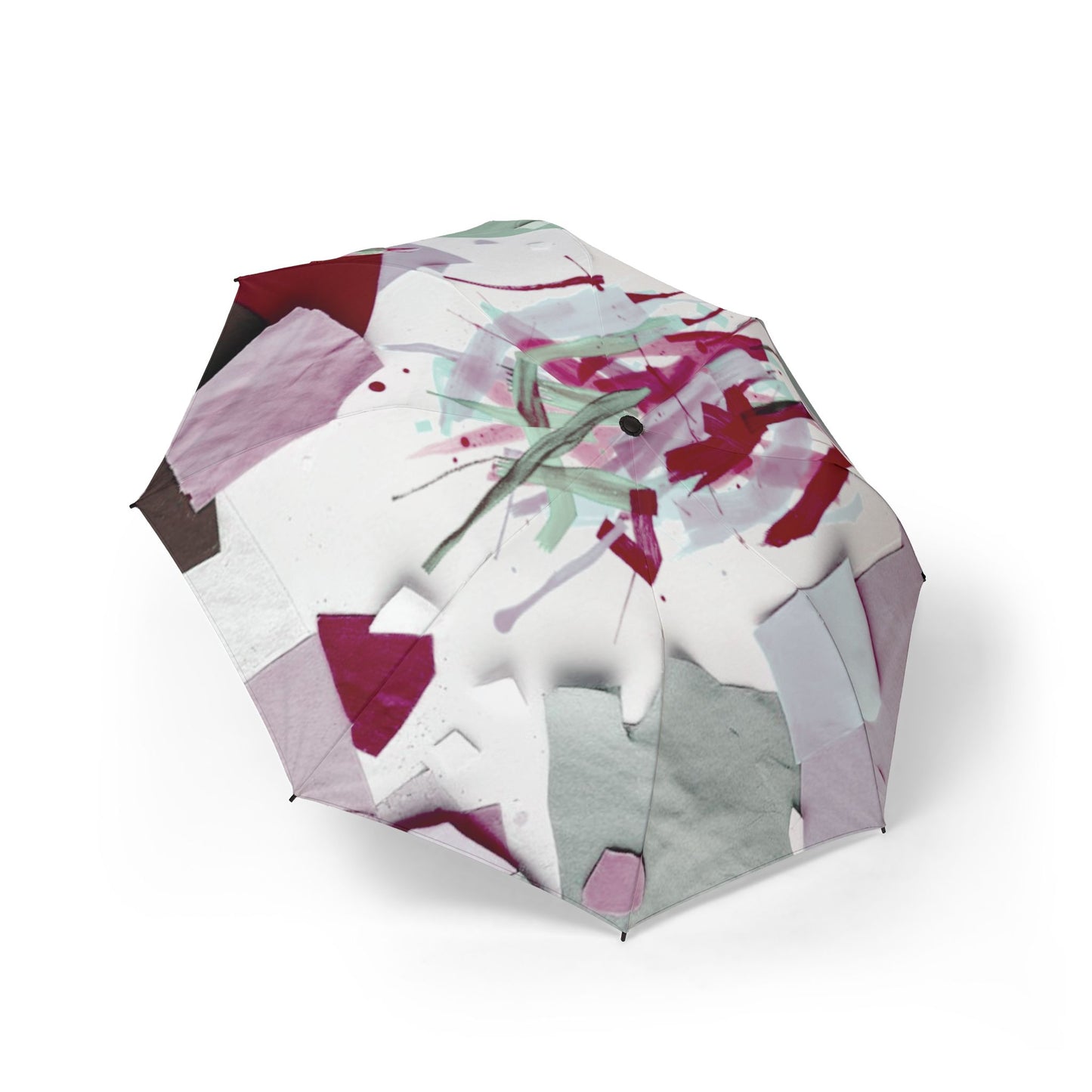 Deep Red Lavender Paper Paint Foldable Umbrella - Compact & Chic