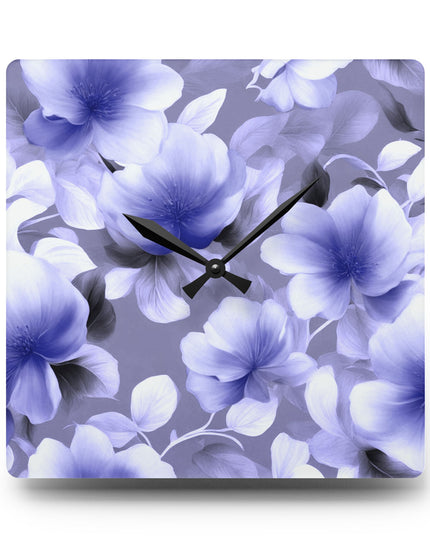Indigo Blossom Floral Bunch Acrylic Wall Clock, Round or Square, 10.75" x 10.75"
